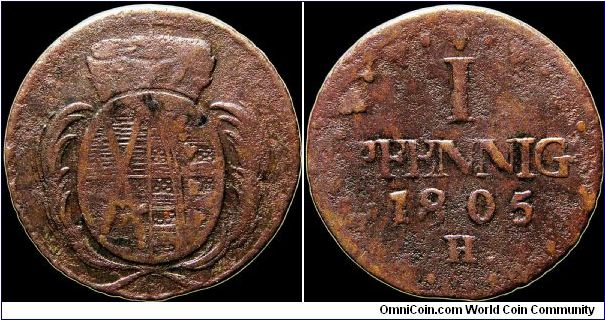 1 Pfennig, Saxony.                                                                                                                                                                                                                                                                                                                                                                                                                                                                                                  