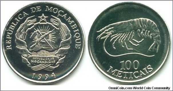 Mozambique, 100 meticais 1994.
Tiger Prawn.