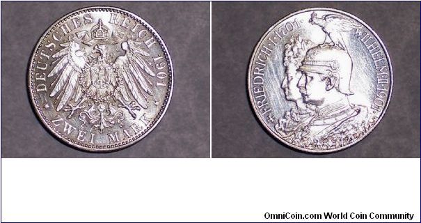 1901 A Prussia 2 mark UNC