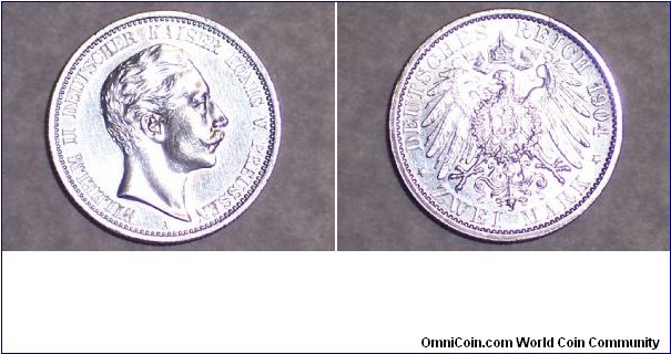1904 A Prussia 2 mark PRF