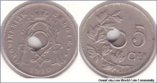 5 Centimes 1910 Dutch Legends - Centerhole Punched Offcenter