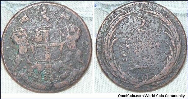 2 Pies. East India Company. Madras Presidency.