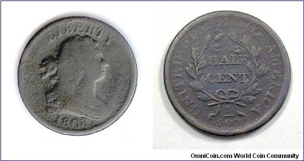 Draped bust Half Cent