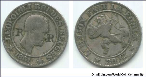 20 Centimes 1861 - Countermarked R R