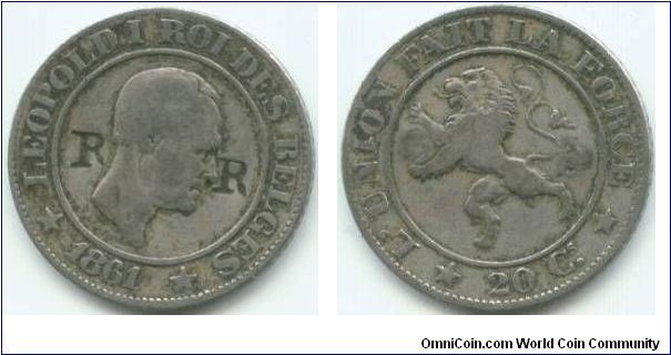 20 Centimes 1861 - Countermarked R R