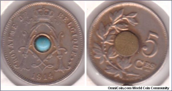 5 Centimes 1914 Dutch Legends - With a little stone set in the middle