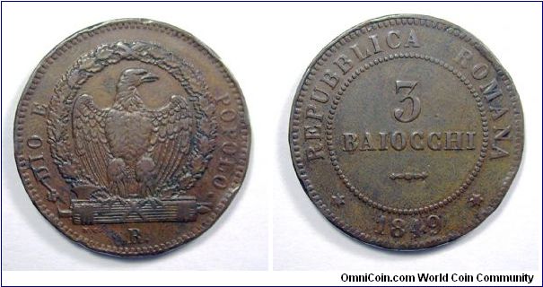 II Roman Republic (1848-1849)

3 Baiocchi

Copper