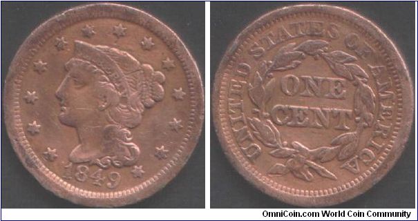 1849 large cent. I'd say about VF but what is your opinion?
