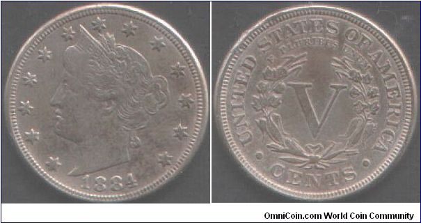 1884 5 cents with some light toning. I'd say VF to EF range but what is your opinion?