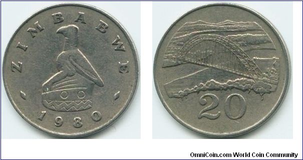 Zimbabwe, 20 cents 1980.