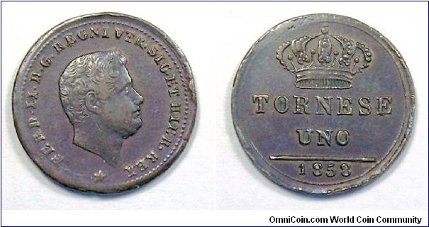 Kingdom of the Two Sicilies

Ferdinand II

1 Tornese II type

Copper
