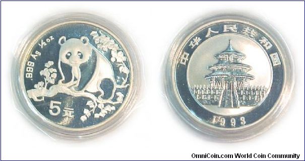 Panda silver coin 5 yuan 1/2 oz