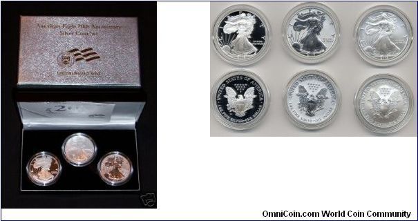 20th Aniversary Silver Eagle 3 coin Set