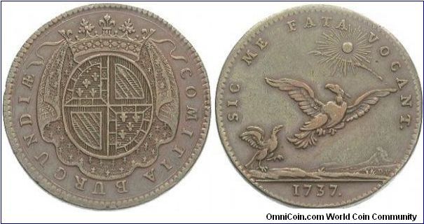 Nice example of a copper jeton issued for the Burgundian Estates.