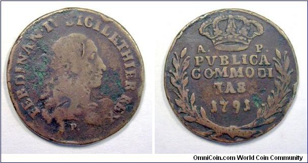 Kingdom of Naples

Ferdinand IV

3 Tornesi (Public of II type)

Copper
(Scarce)