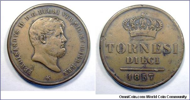 Kingdom of the Two Sicilies

Ferdinand II

10 Tornesi IV type

Copper