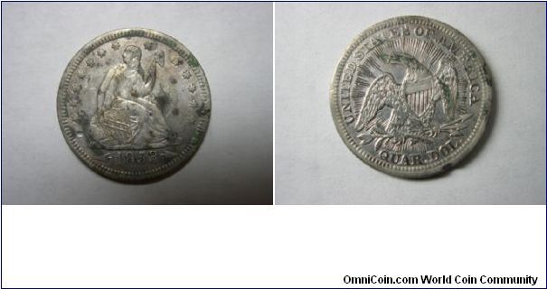 1853 Arrows and Rays Seated Liberty quarter