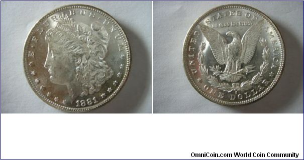 1881-S Morgan Silver Dollar With Medium Cameo Frosting