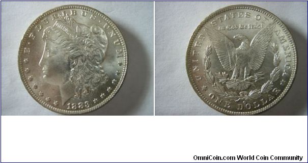 1883- (O) New Orleans Mint morgan Silver dollar with Light a Cameo  Apperance