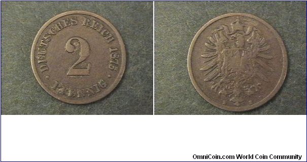 German Empire 2 Pfennig B mint mark