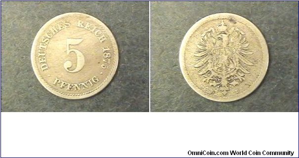 German Empire, 5 Pfennig D mint mark