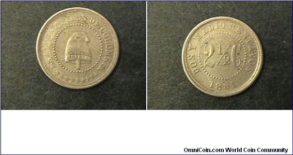 Estados Unidos De Colombia

Dos Y Medio Centavos 2 1/2 centavos small size coin 15 mm