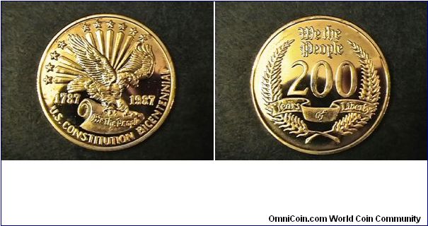 US Constitution Bicentennial, We The People, 24K over silver.
