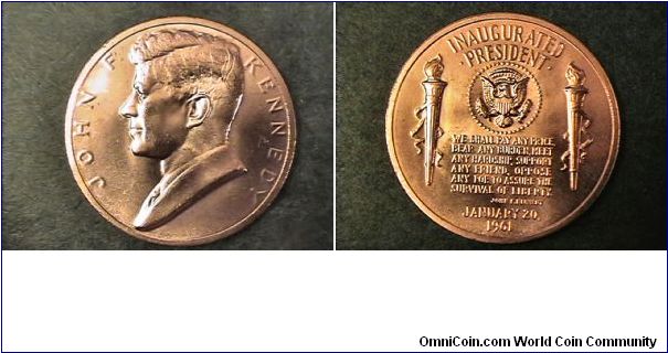 John F Kennedy, Inauguration Medal