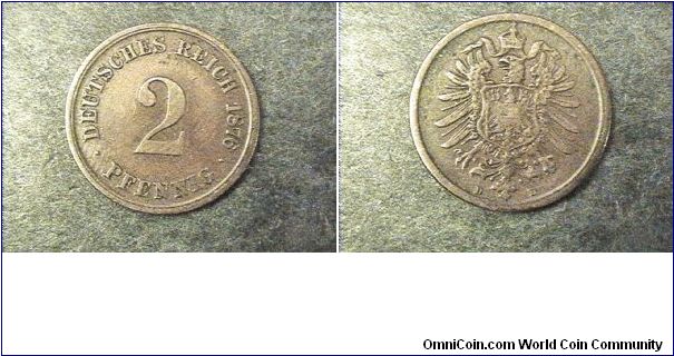 German Empire, 2 Pfennig D mint mark