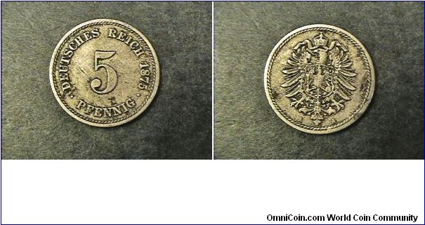 German Empire 5 Pfennig A mint mark