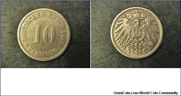 German Empire 10 Pfennig D mint mark