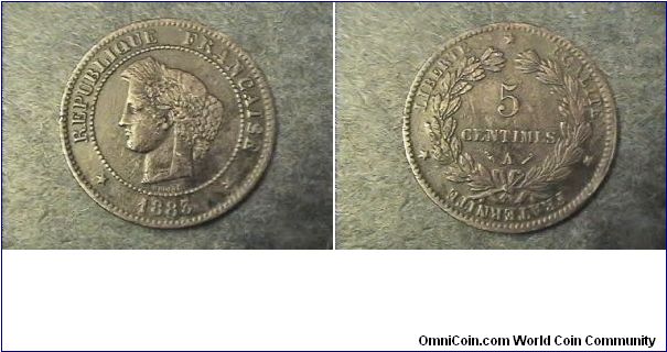 Republique Francaise, 5 Centimes A mint mark
