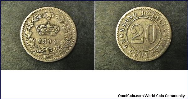 Regno D'Italia 20 Centesimi, KB mint mark
