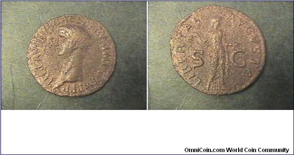 Claudius,
Obv: TICLAVDIVS CAESAR AVG PMTR PIMP
Rev: LIBERTAS AVGVSTA SC

AE/AS 3mm 10.2 grams