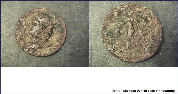 Nero
Obv:IMP NERO CAESAR AVG PMAX TRPPP
Rev: Victory flying holding shield with SPQR. Variation D.
AE/AS 29mm 12.3 grams