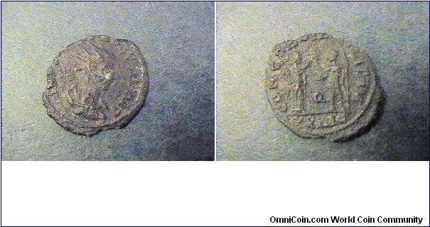 Probus 276-282AD

Obv: IMP ??OBVS PF AVG
Rev: CONCORDIA MILITVM

Q in field, XXI?
AE/17mm 2.7 grams
upper third of coin missing