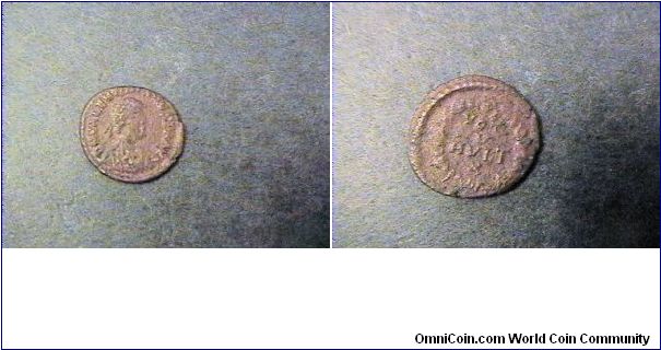 Valentinian II 375-392AD
Obv:DN VALENTINIANS PF AVG
Rev:VOT V MVLT X

AE/15mm 1.3 grams