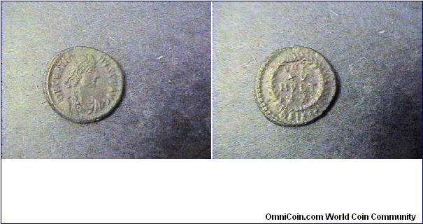 Gratian 367-383AD
Obv:DN GRATIANVS PF AVG
Rev: VOT XV MVLT XX

BSISC. mint (Siscia)
AE/15mm  2.0 grams