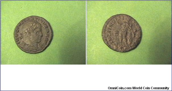 Constantine I 307-337AD
Obv:IMP CONSTANTINVS PF AVG
ReV: SOLI INV?

?*?
AE/19mm 2.7 grams