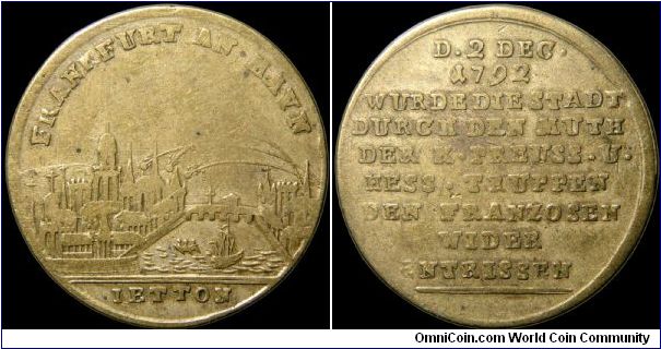 Capture of Frankfurt an Mayn, Frankfurt.

The issuing country could well have been Prussia as this minor conflict spawned an amazing three pieces. All are scarce.                                                                                                                                                                                                                                                                                                                                                
