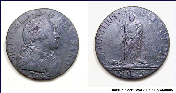 Kingdom of Sardinia
Vittorio Amedeo III
5 Soldi

Copper