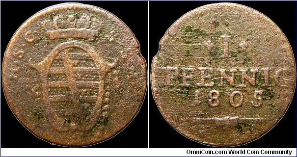 1 Pfennig, Saxe - Coburg - Saalfeld.

Just awful but a tough place to collect.                                                                                                                                                                                                                                                                                                                                                                                                                                    