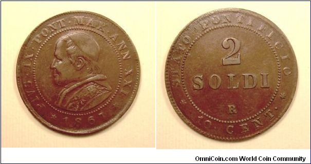 Papal States
Pius IX

2 Soldi

Copper