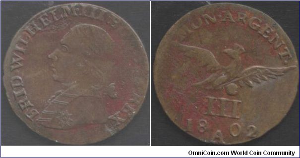 Silesia billon 3 kreuzer minted in Berlin. Some corrosion.