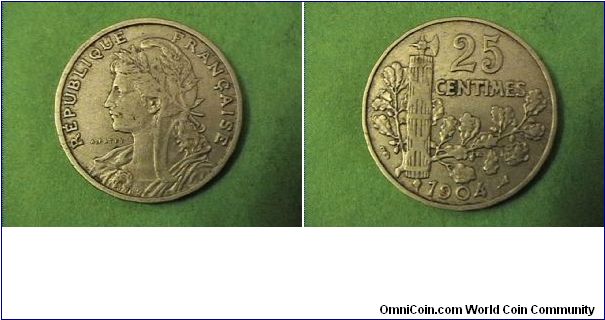 25 Centimes

REPUBLIQUE FRANCAISE

Nickel