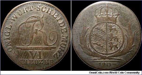 6 Kreuzer, Wurttemberg.                                                                                                                                                                                                                                                                                                                                                                                                                                                                                             