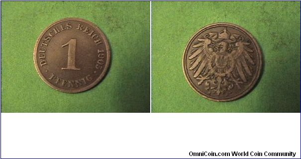 German Empire 1905-J 1 PFENNIG