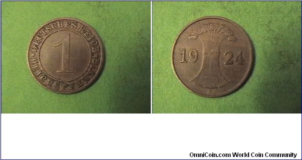 Weimar Republic 1924-J 1 PFENNIG