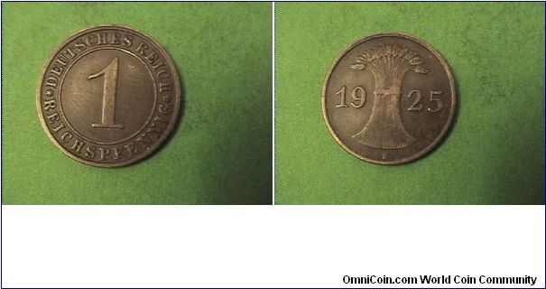 Weimar Republic 1925-F 1 PFENNIG