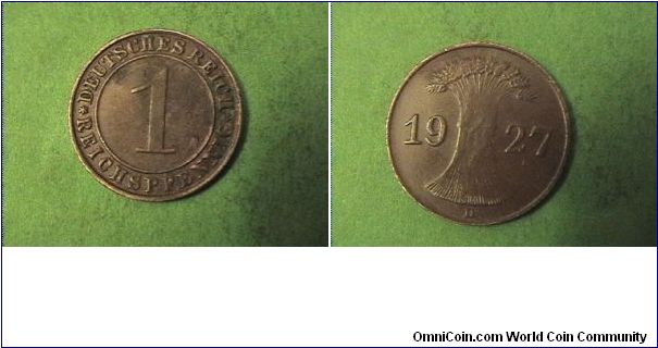 Weimar Republic 1927-D 1 PFENNIG